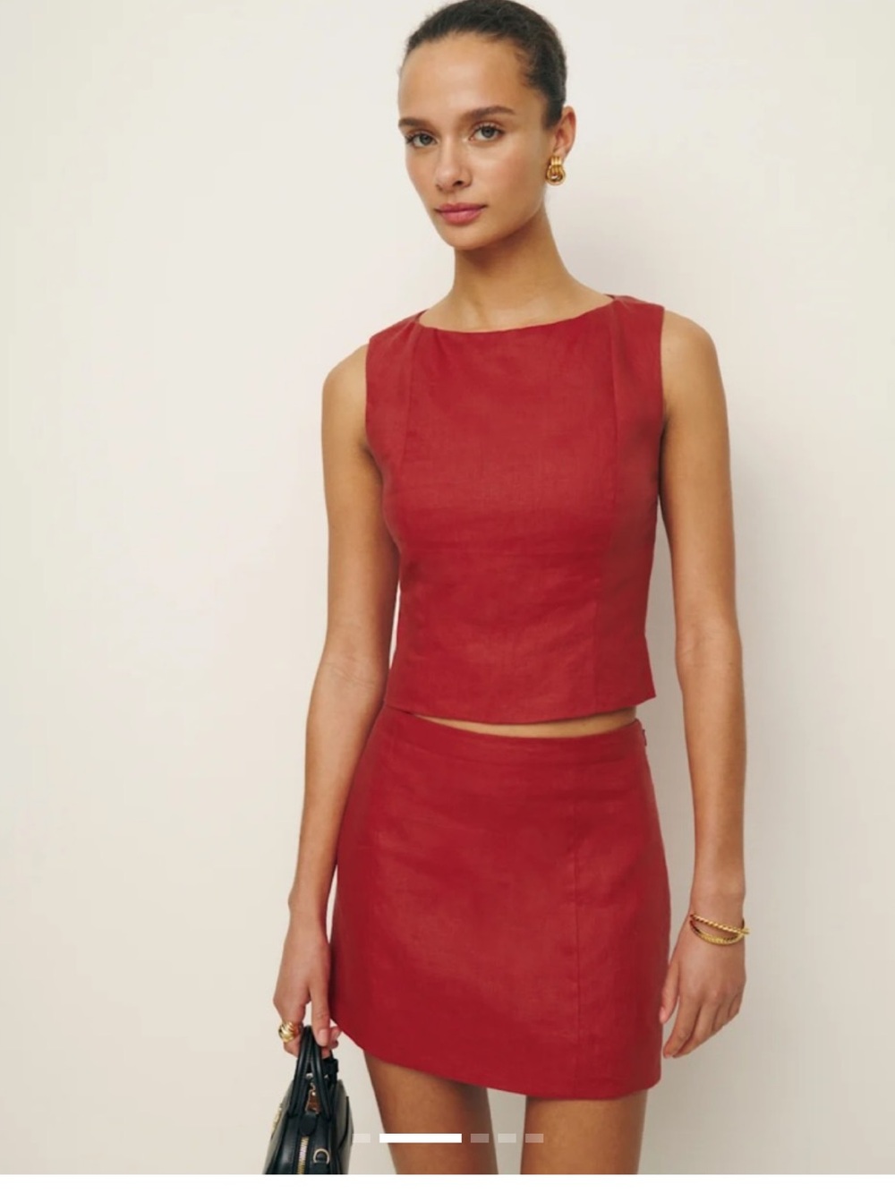 Reformation Red Mini Skirt - linen